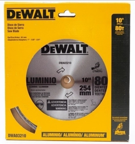 D. Sierra 10'' - 80 dientes - Eje 30mm (1'' - 5/8'' - 3/4'') - Corte Aluminio Dewalt