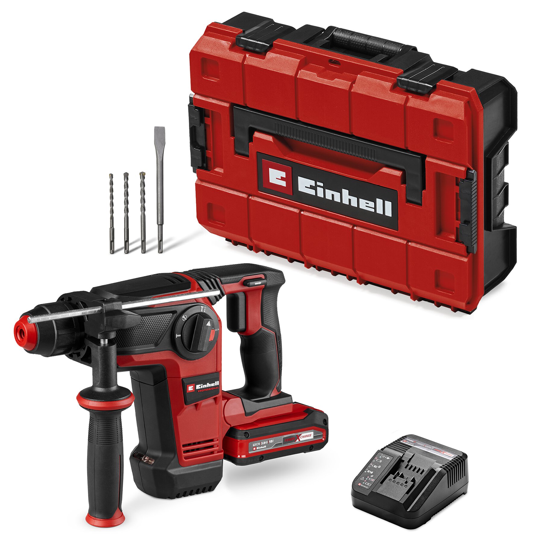 Kit Rotomartillo Inalámbrico 18V | 1200 Rpm | 5500 Gpm |3,0 J | Sds-Plus |Brushless Einhell TP-HD 18/28 Li BL+4 (1x3,0Ah+)